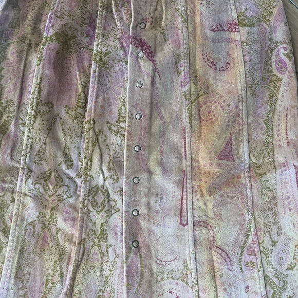Vintage Beth Bowley Paisley Velvet Skirt | Size 2 | Button Front | Lined - Picture 3 of 11